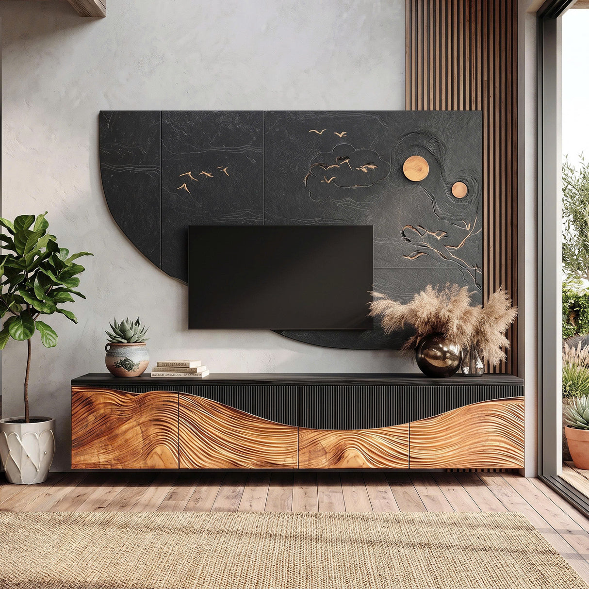 Rustic TV Console For Entryway Design Ideas