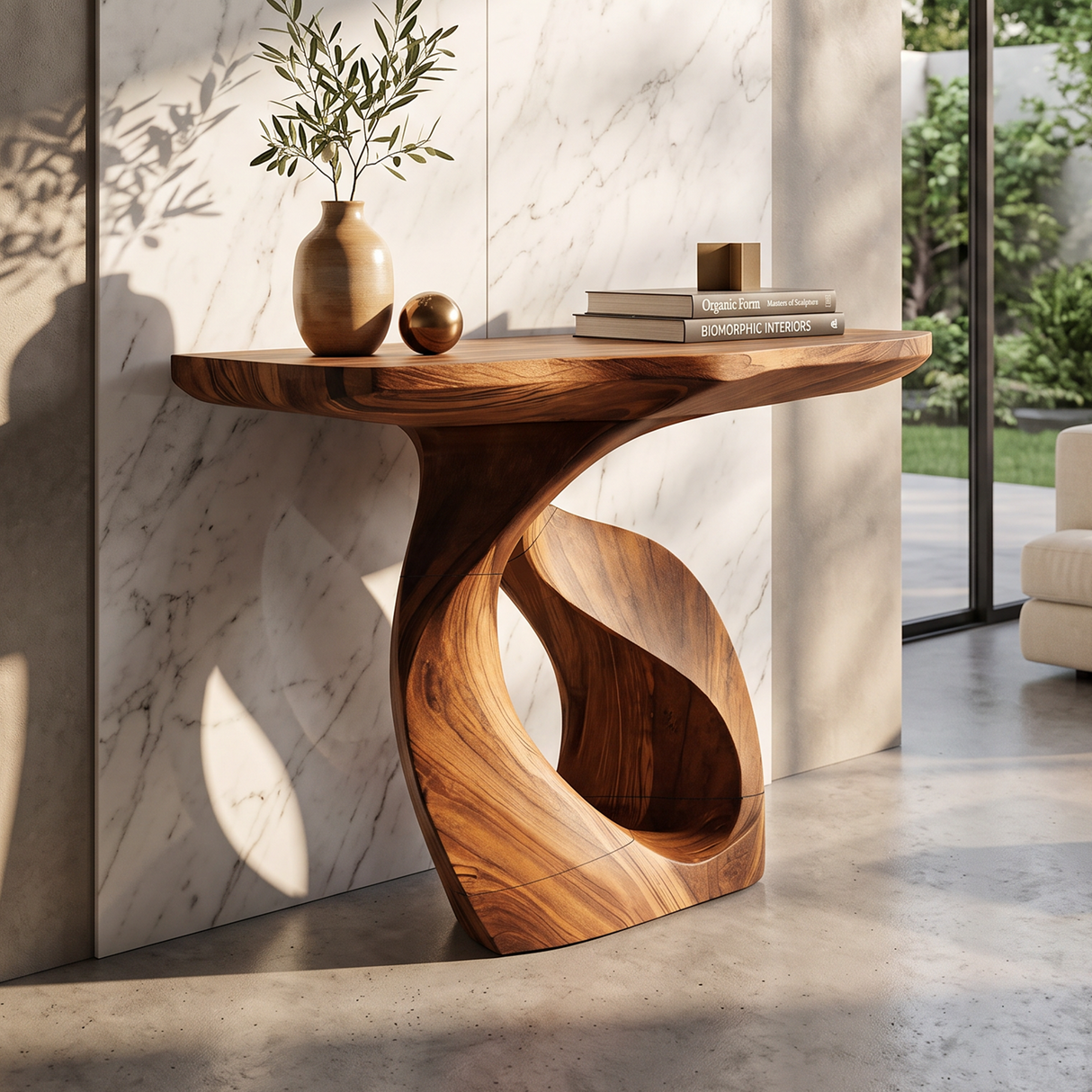 Handcrafted Solid Wood Console Table Organic Design For Entryway Decor