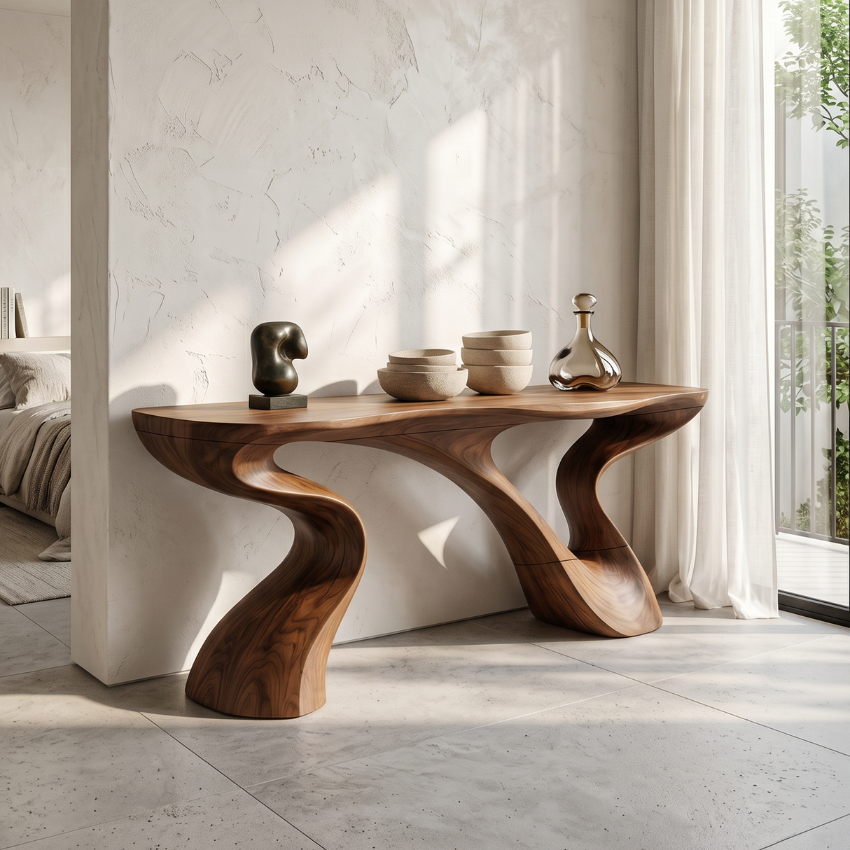 Minimalist Floating Console Table For Apartment Interior Design