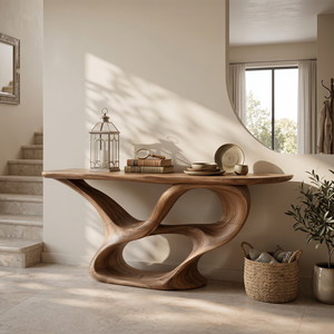Organic Carved Console Table Contemporary Entryway