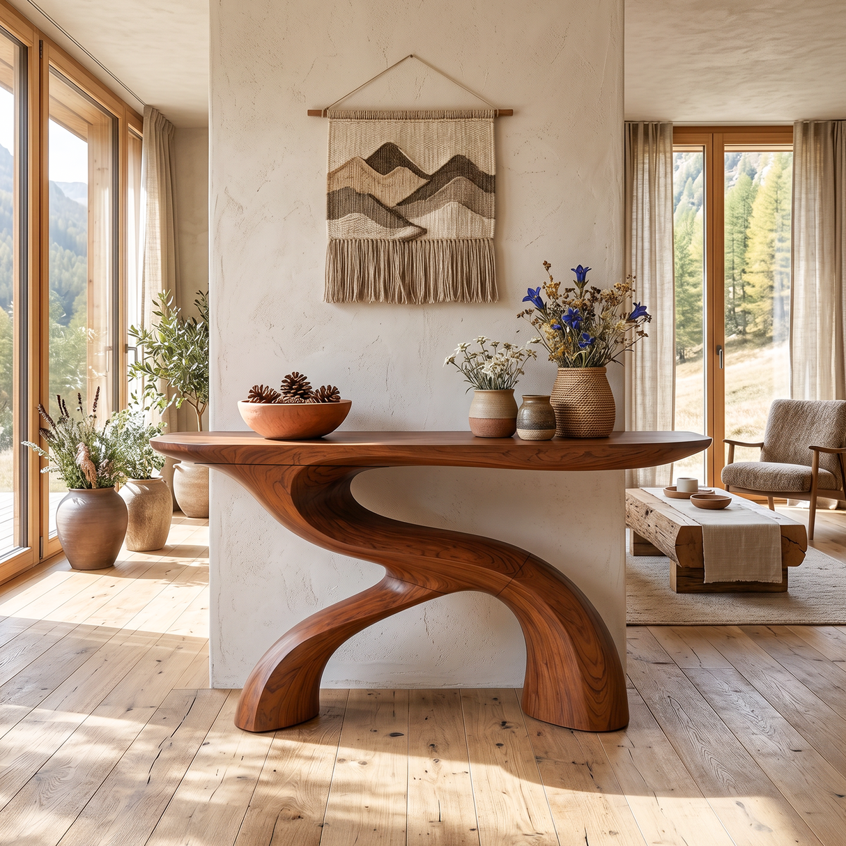 Scandinavian Crescent Hall Table For Entry Hall Interior