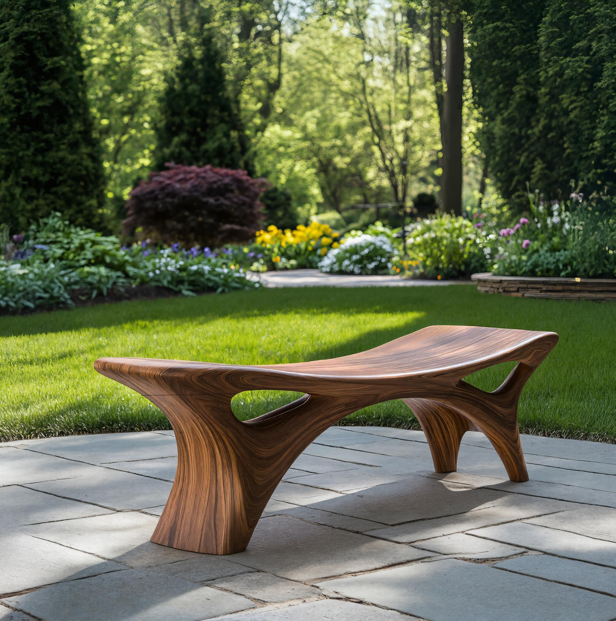 Contemporary Sculptural Outdoor Bench For Garden Or Terrace Lounge