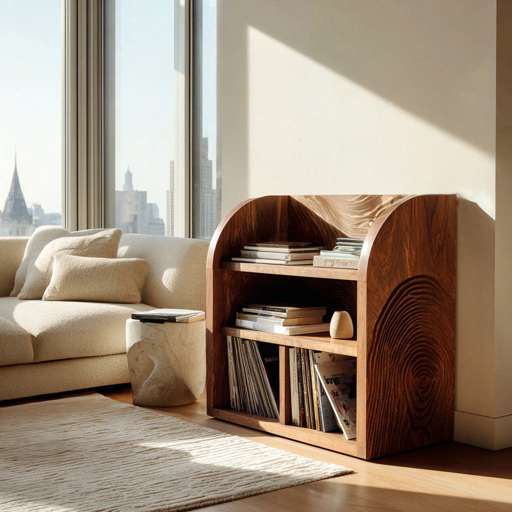 Organic Wooden Magazine Rack With Multi Compartments For Home