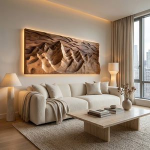 Organic Wooden Mountain Wall Art For Living Room