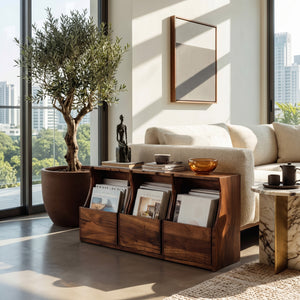 Modern Farmhouse Box Pocket Magazine Rack For Living Room