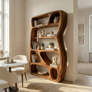 Scandinavian Sculptural Bookshelf Storage Organizer For Living Room