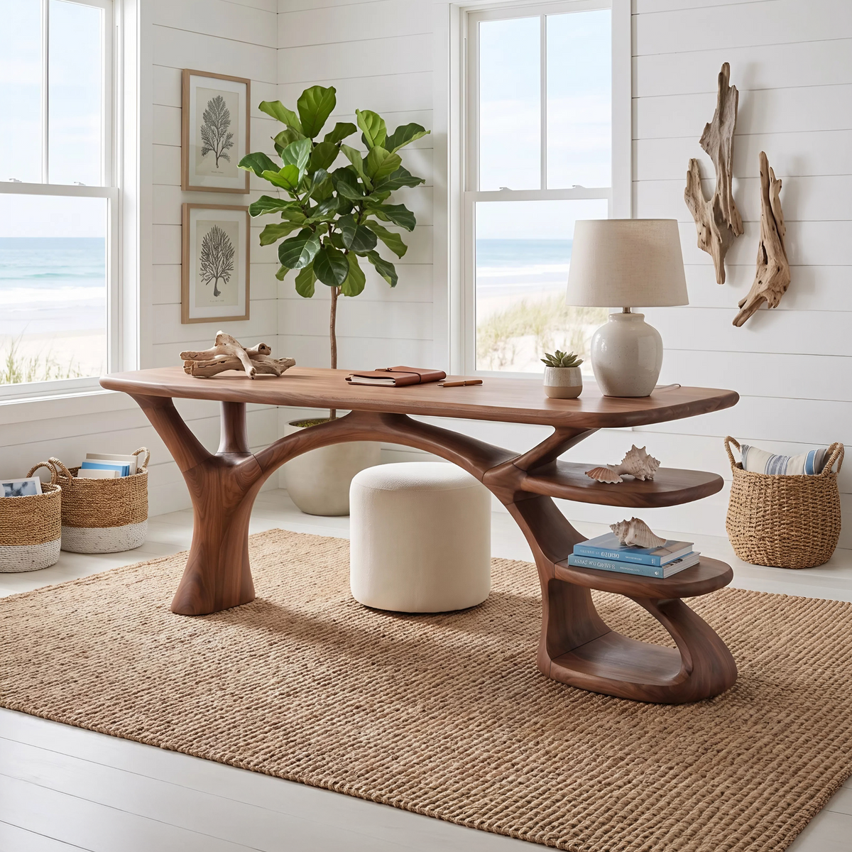 Modern Organic Form Study Desk Bedroom Workspace
