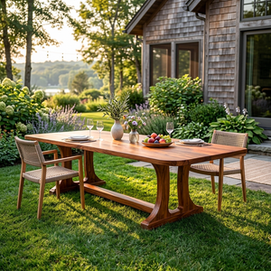 Modern Wooden Dining Table With Elegant Base For Kitchen