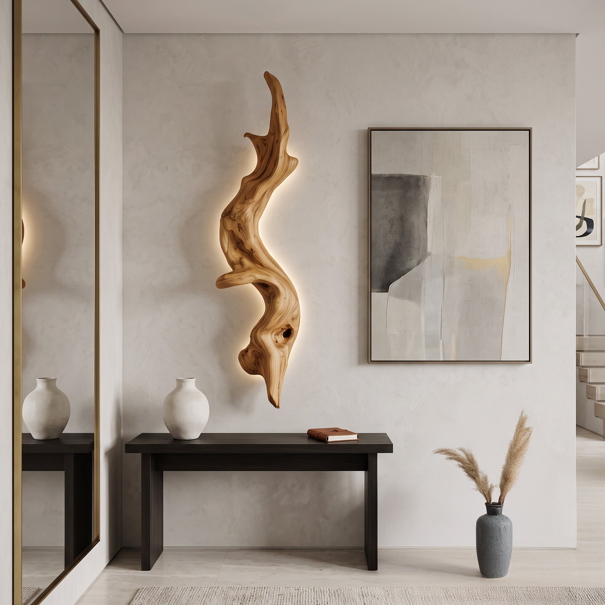 Rustic Organic Wall Lamp Sculpture For Living Room – ET Woodcrafts