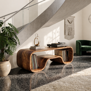 Organic Wave Turntable Stand Contemporary Living Room