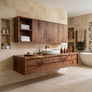 Floating Wooden Vanity Cabinet With Storage Master Bathroom