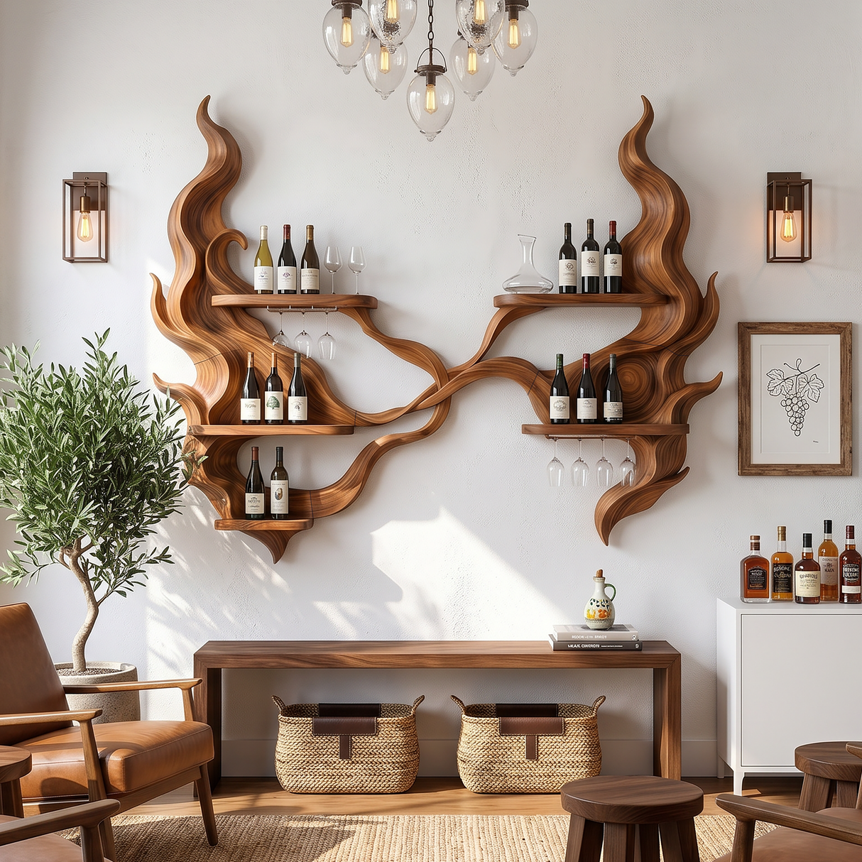 Handcrafted Organic Modern Wine Display Rack For Restaurant