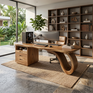 Organic Sculptural Executive Desk Luxury Workspace