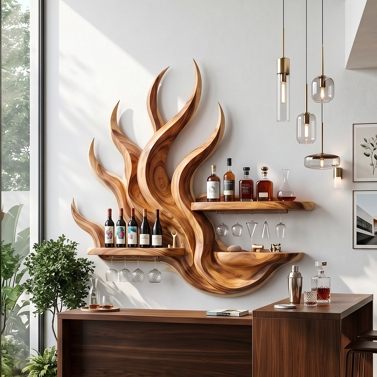 Handcrafted Modern Wall Wine Rack For Entertainment Room
