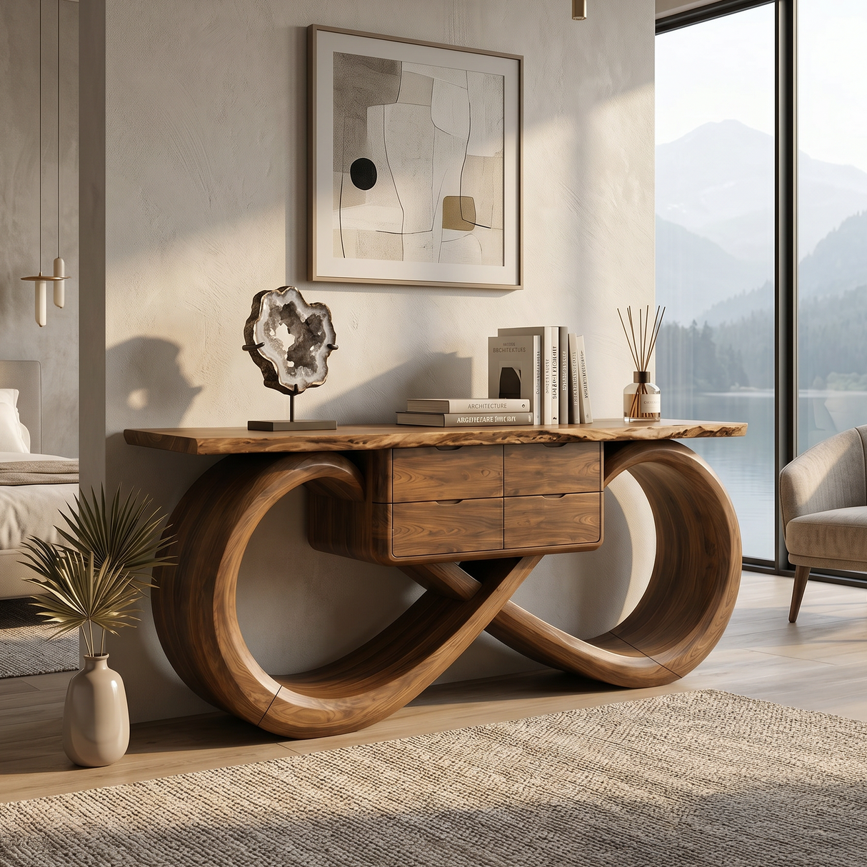 Organic Sculptural Console Table Contemporary Hallway