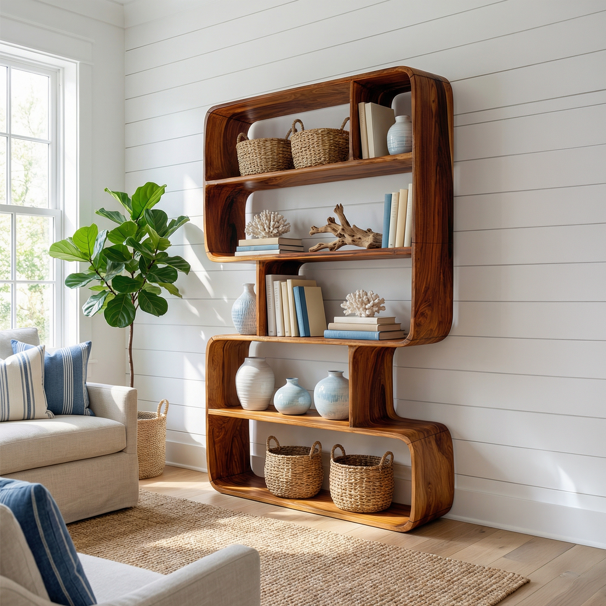 Organic Sculptural Bookshelf For Living Storage Display