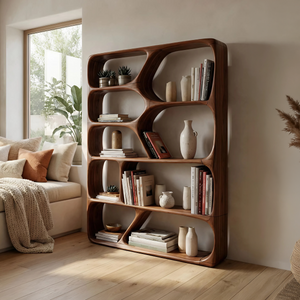 Mid Century Handcrafted Bookcase Storage Organizer For Living Room