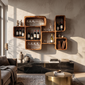 Organic Modern Wall Wine Rack For Dining Room