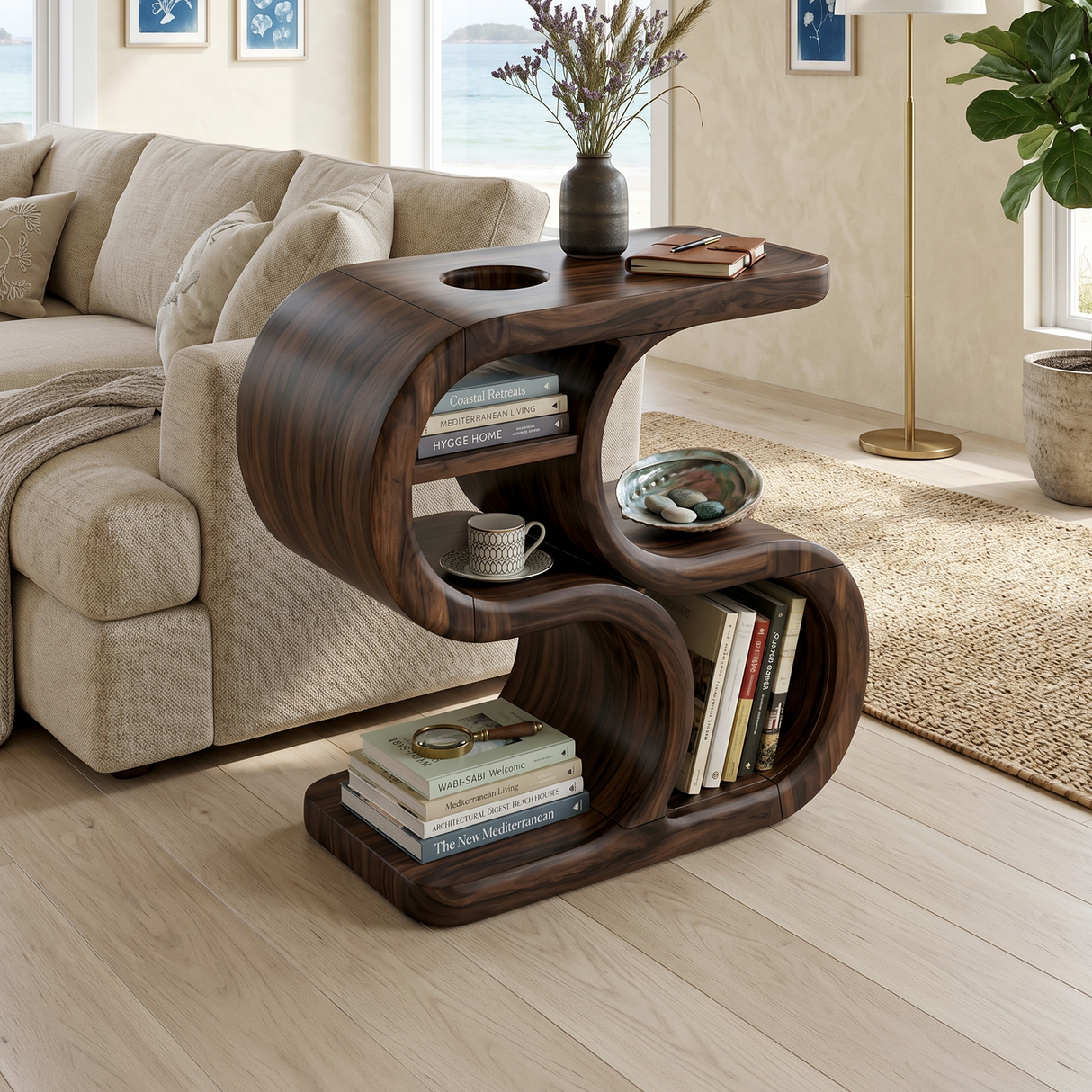 Scandinavian Organic Accent Table For Resort Interior Space