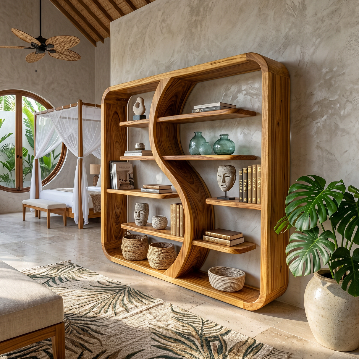 Organic Solid Wood Bookcase For Nature Inspired Homes