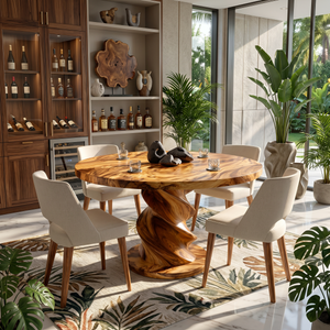 Sculptural Round Bistro Table For Tropical Dining Room