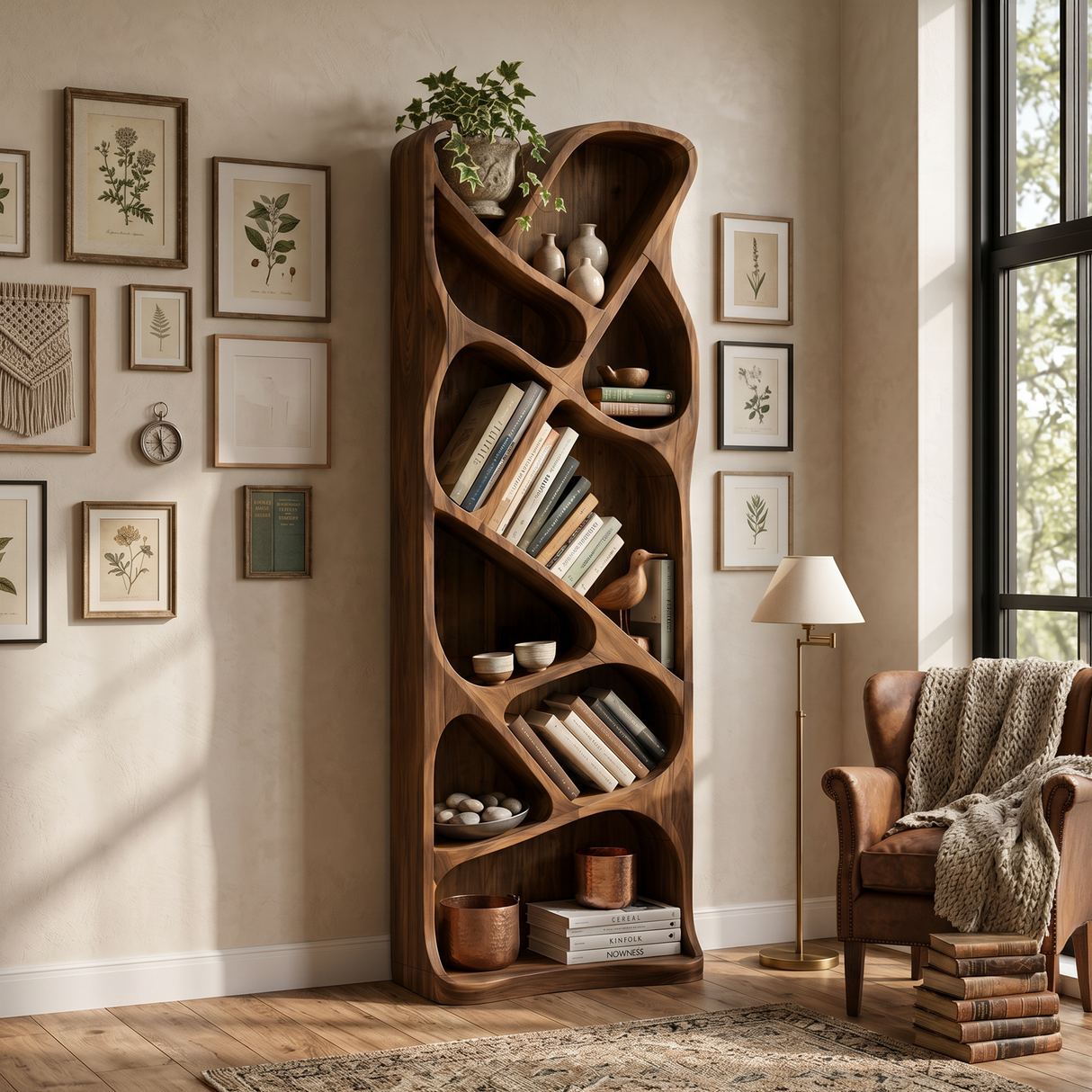 Mid Century Open Bookcase For Modern Interior
