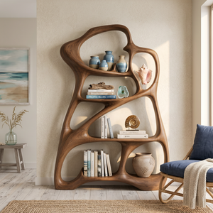 Organic Reading Corner Bookcase For Contemporary Interior