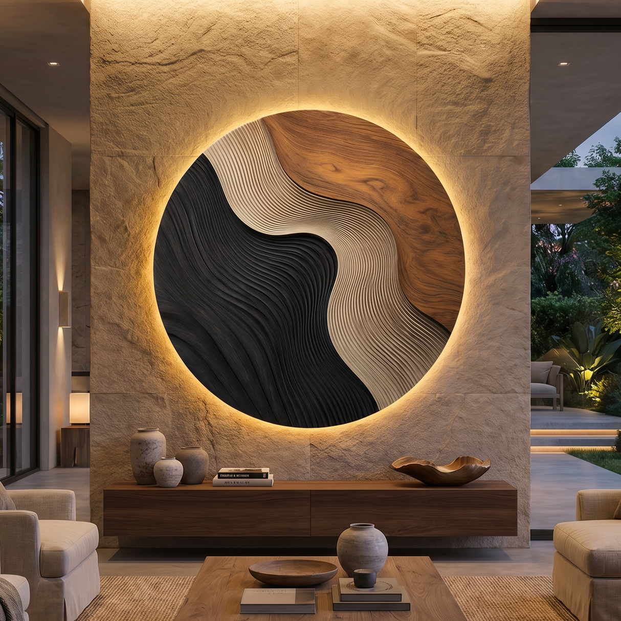 Minimalist Contour Wall Art For Sunroom Interior Space