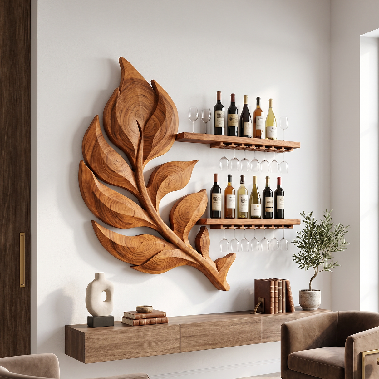 Rustic Wine Bottle Holder For Dining Room