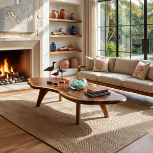 Mid Century Modern Live Edge Coffee Table For Living Room Look