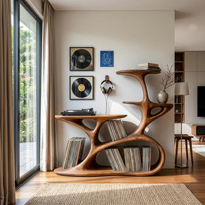Mid Century Wooden Record Cabinet For Music Room