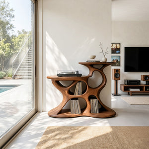 Modern Record Player Cabinet Sculptural Design For Living Room