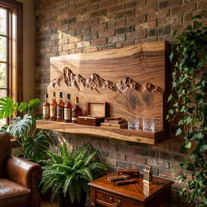Rustic Mountain Inspired Wine Holder For Living Room Wall