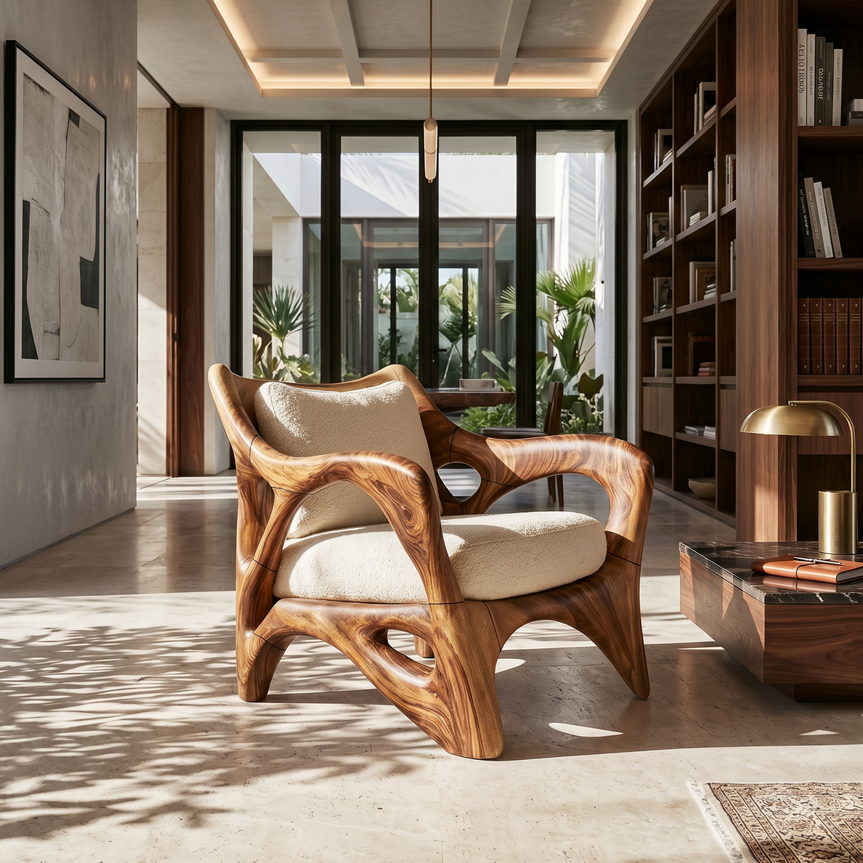 Modern Sculptural Lounge Chair for Sophisticated Wine Room Interiors