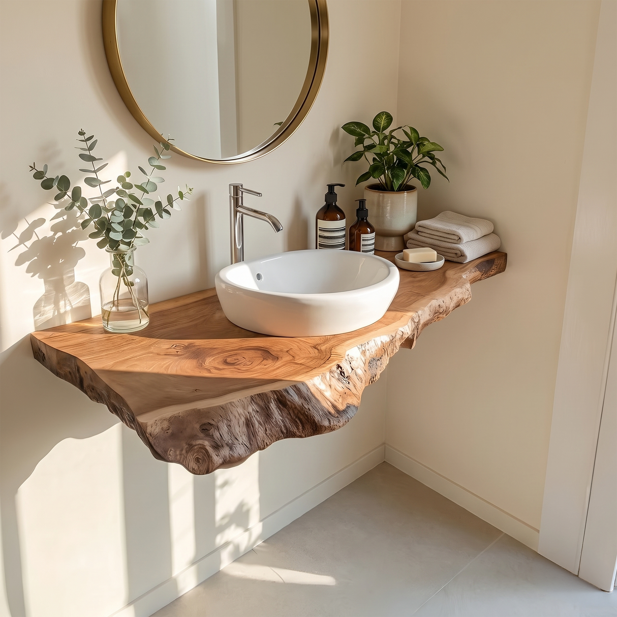 Farmhouse Bathroom Vanity In Solid Wood With Shelf