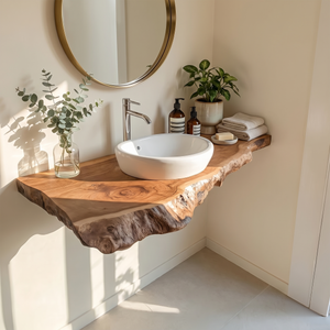 Farmhouse Bathroom Vanity In Solid Wood With Shelf
