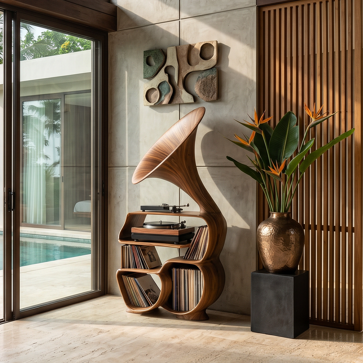 Mid Century Record Player Stand For Bedroom Decor
