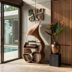 Mid Century Record Player Stand For Bedroom Decor