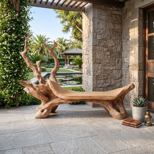 Mid Century Wooden Bench For Modern Living Room Decor