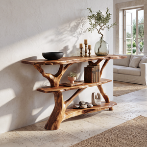 Farmhouse Solid Wood Console Table For Modern Rustic Furniture Style