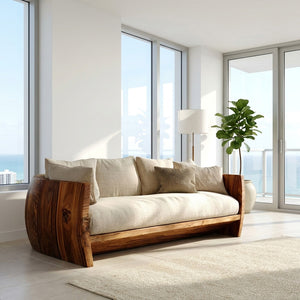 Minimalist Natural Wood Sofa For Living Room
