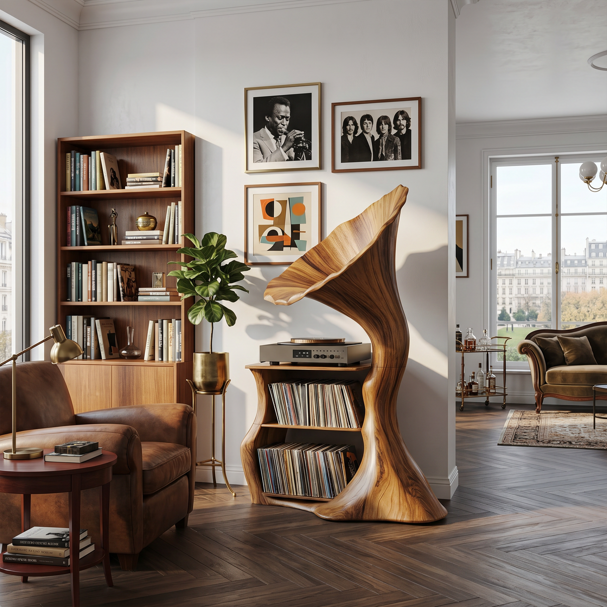 Handcrafted Record Player Stand For Livingroom Decor