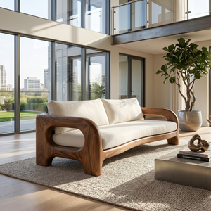 Contemporary Solid Wood Sofa With Architectural Frame For Modern Home