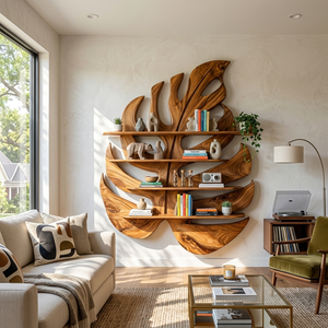 Contemporary Wooden Leaf Shape Shelf For Modern Home