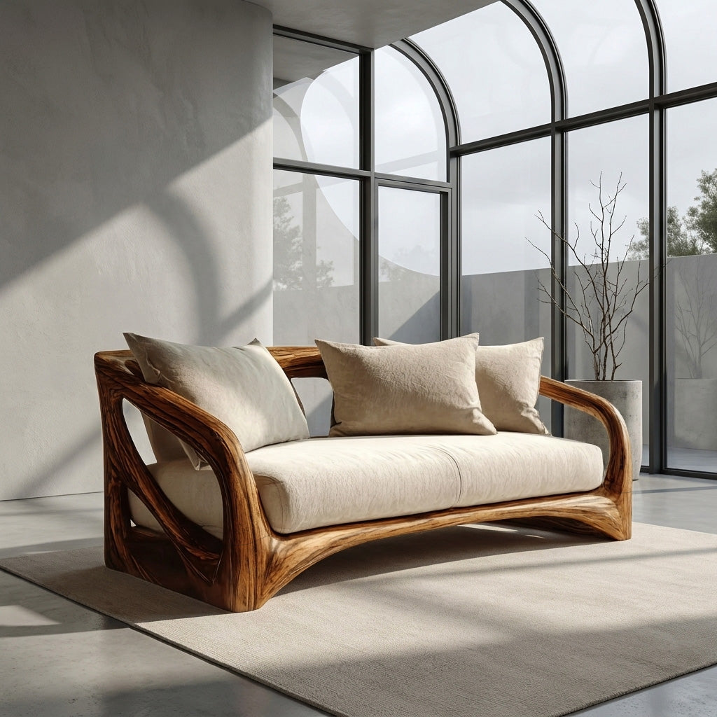 Modern Handcrafted Wood Sofa For Living Room