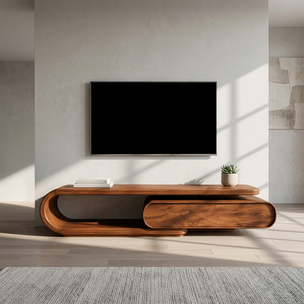 Organic Curved TV Cabinet For Modern Home