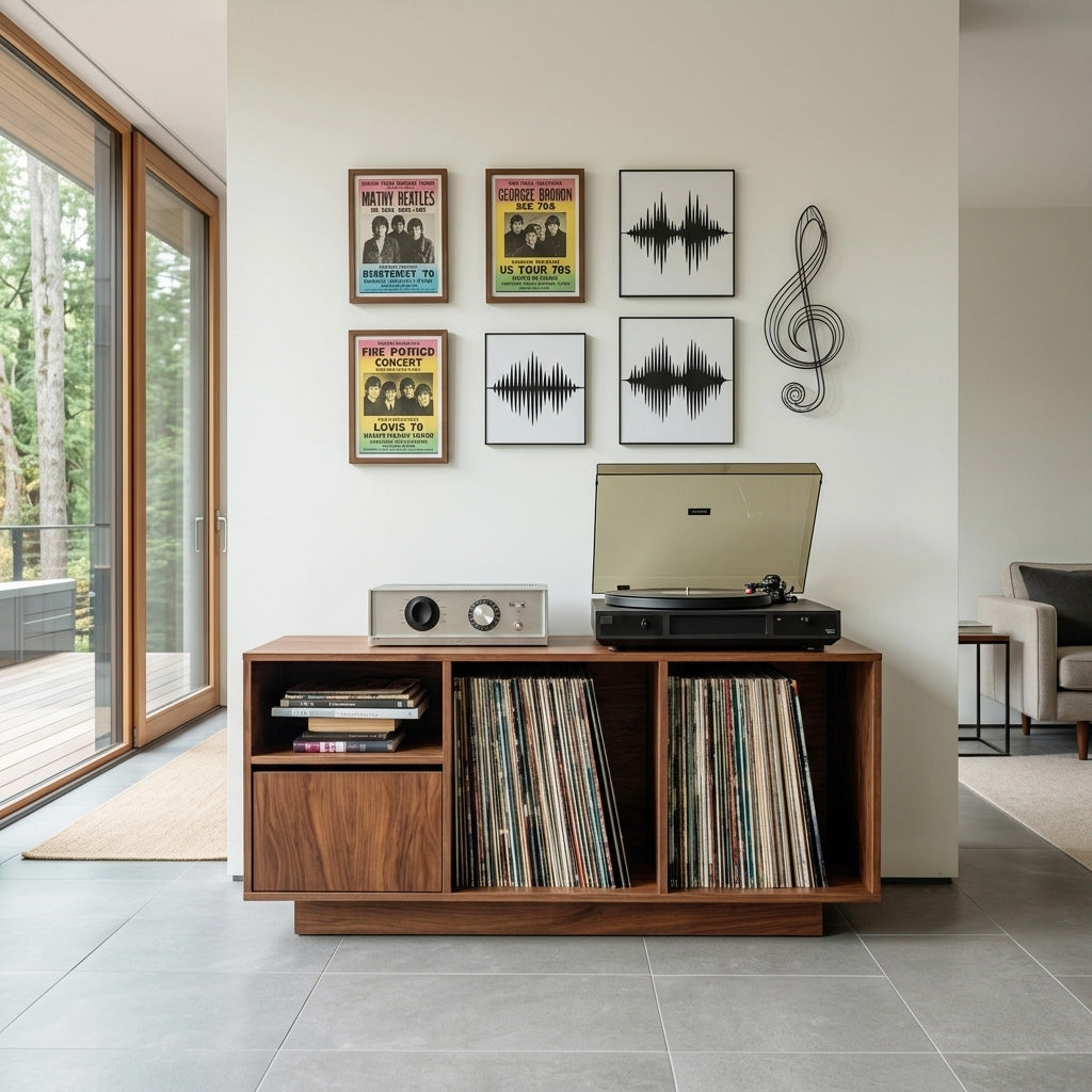 Contemporary Turntable Record Cabinet For Living Room