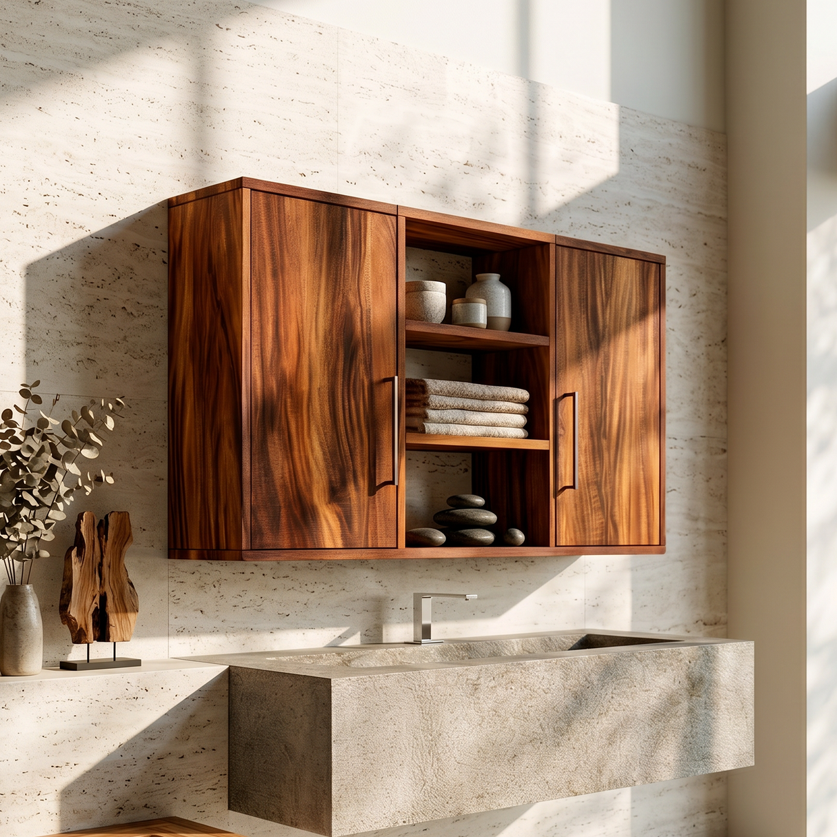 Contemporary Wave Front Bathroom Cabinet Luxury Bathroom