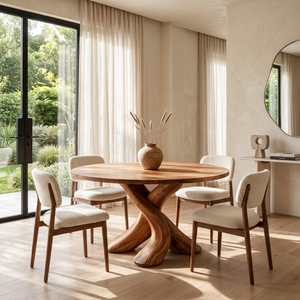 Modern Round Dining Table With Unique Base For Open Dining Space