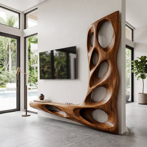 Modern Sculptural TV Wall Console For Living Room Decor